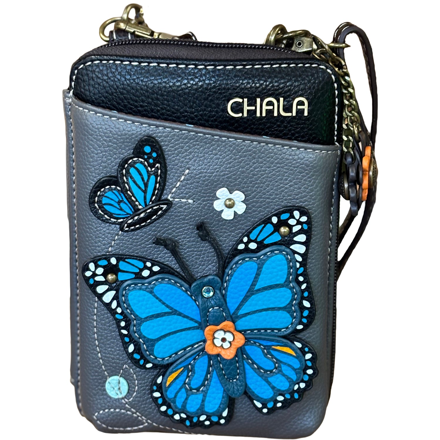 Womens Chala Chala Butterfly Wallet Crossbody Handbag Gray Gray