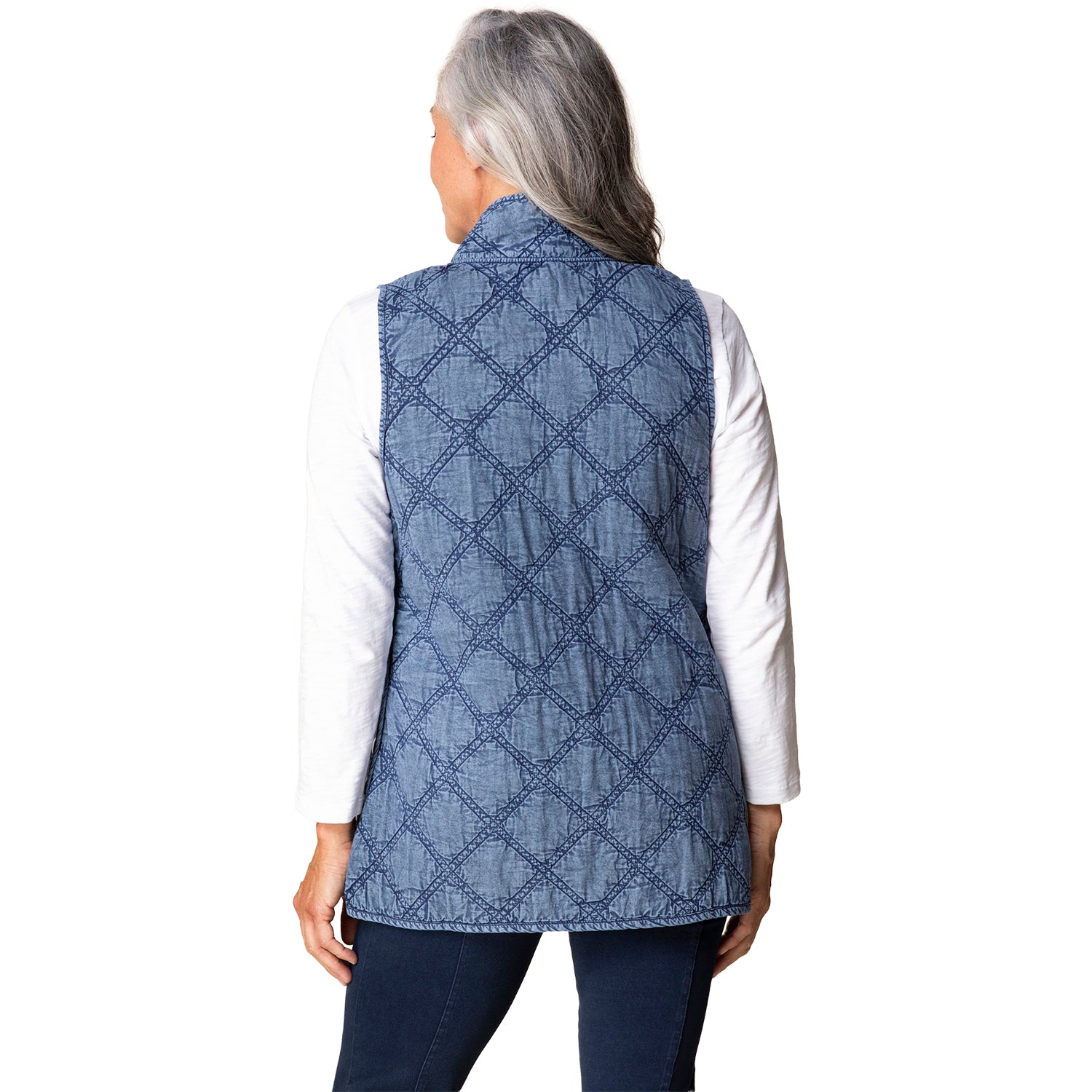 Womens Habitat Habitat Washed Quilt Cotton Vest Women's Outerwear Indigo Indigo