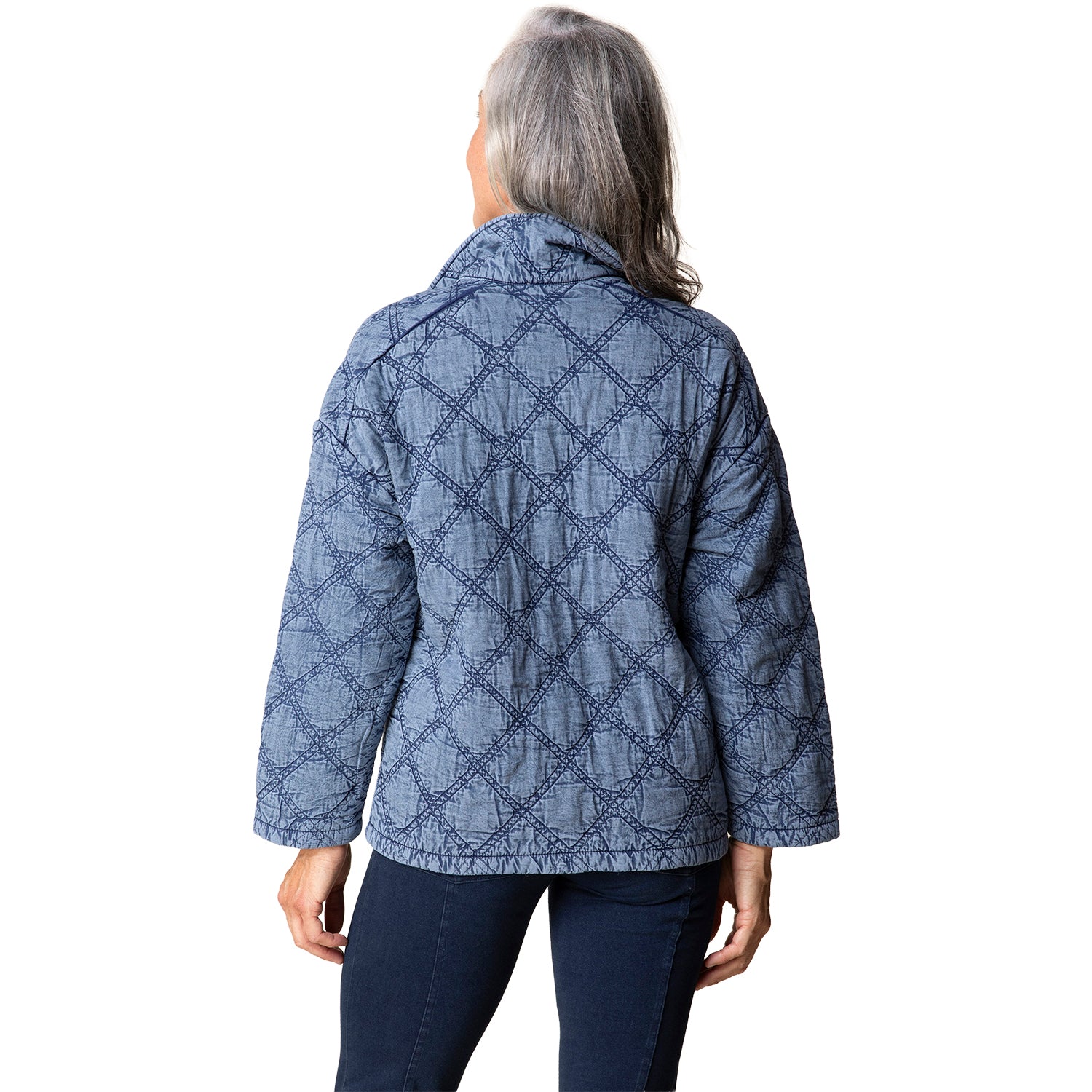 Womens Habitat Habitat Washed Quilted Cotton Jacket Windjammer Women's Outerwear Indigo Indigo