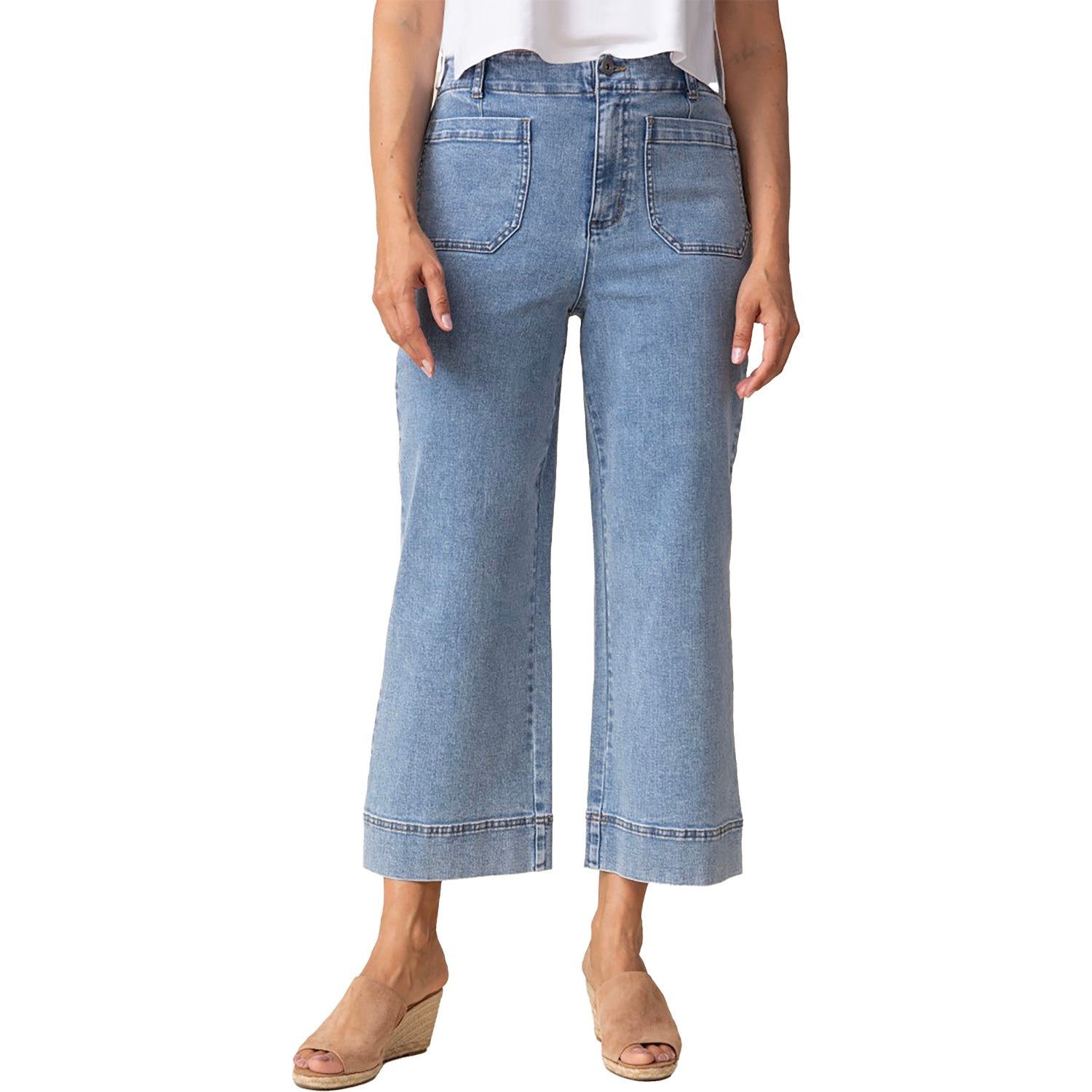 Womens Habitat Habitat Wide Leg Crop Stretch Women's Pants Light Denim Light Denim