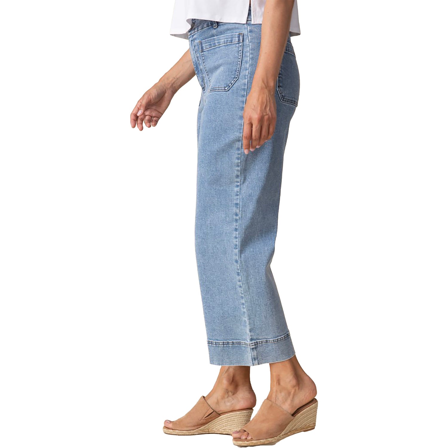 Womens Habitat Habitat Wide Leg Crop Stretch Women's Pants Light Denim Light Denim