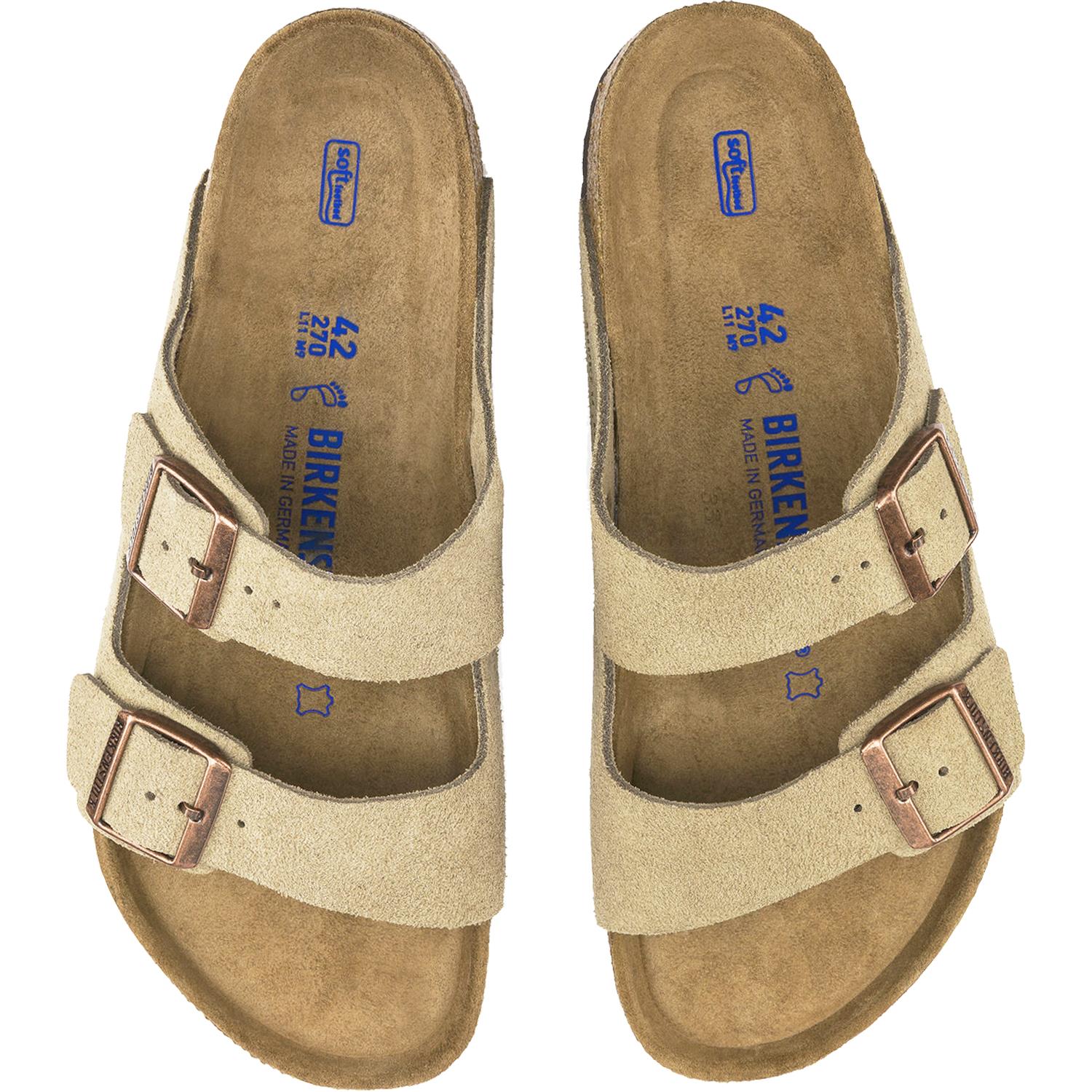 Birkenstock Arizona Soft Footbed Sandal in Taupe Suede at Mar-Lou Shoes N / 44