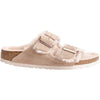 Womens Birkenstock Women's Birkenstock Arizona Shearling Nude/Rose Suede Nude/Rose Suede