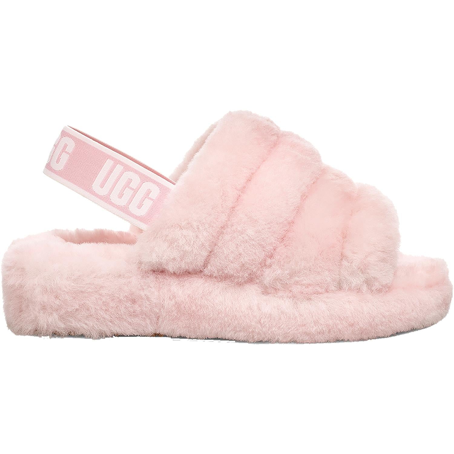 割引発見 Fluff UGG Women's Yeah Sheepskin Pink Seashell Slide 靴