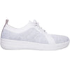 Womens Fit flop Women's Fit Flop F-Sporty Uberknit Sneakers White/Silver Metallic Nylon White/Silver Metallic Nylon