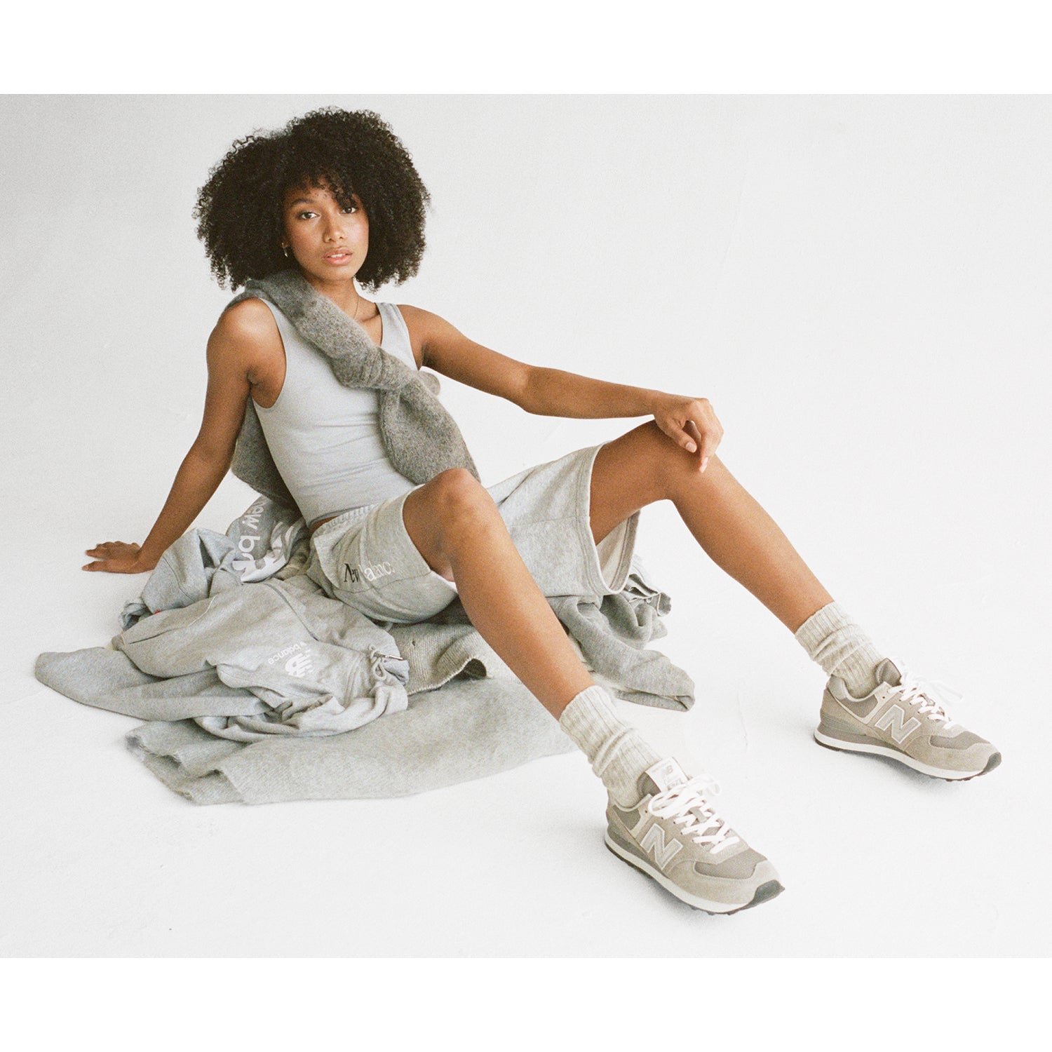 スニーカー New Balance WL574EVG WOMEN New Balance Women WL574EVG Grey/White | Sneaker District COM
