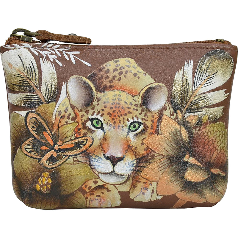 Women's Anuschka Coin Pouch Cleopatra's Leopard Tan Leather