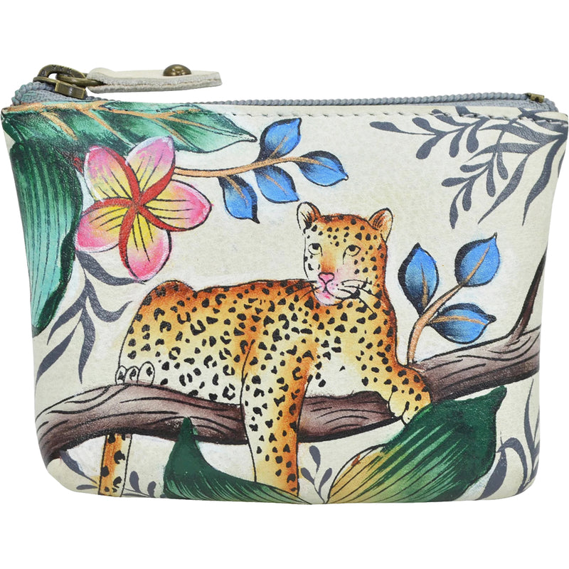 Women's Anuschka Coin Pouch Jungle Queen Ivory Leather