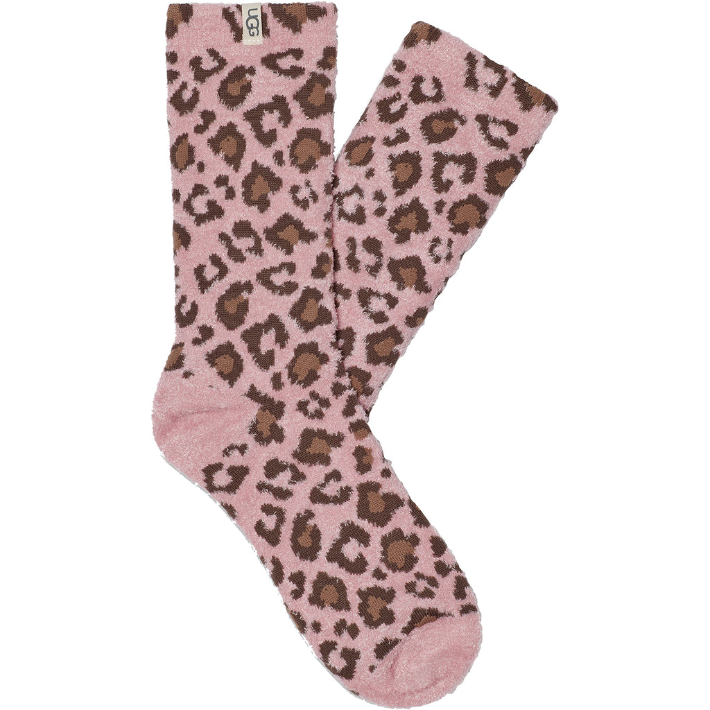Womens Ugg Women's UGG Leslie Graphic Crew Sock Clay Pink Leopard Clay Pink Leopard