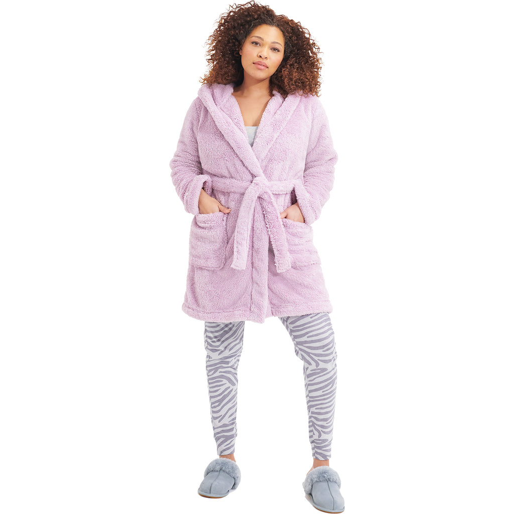 Womens Ugg Women's UGG Aarti Plush Robe Lilac Frost Lilac Frost