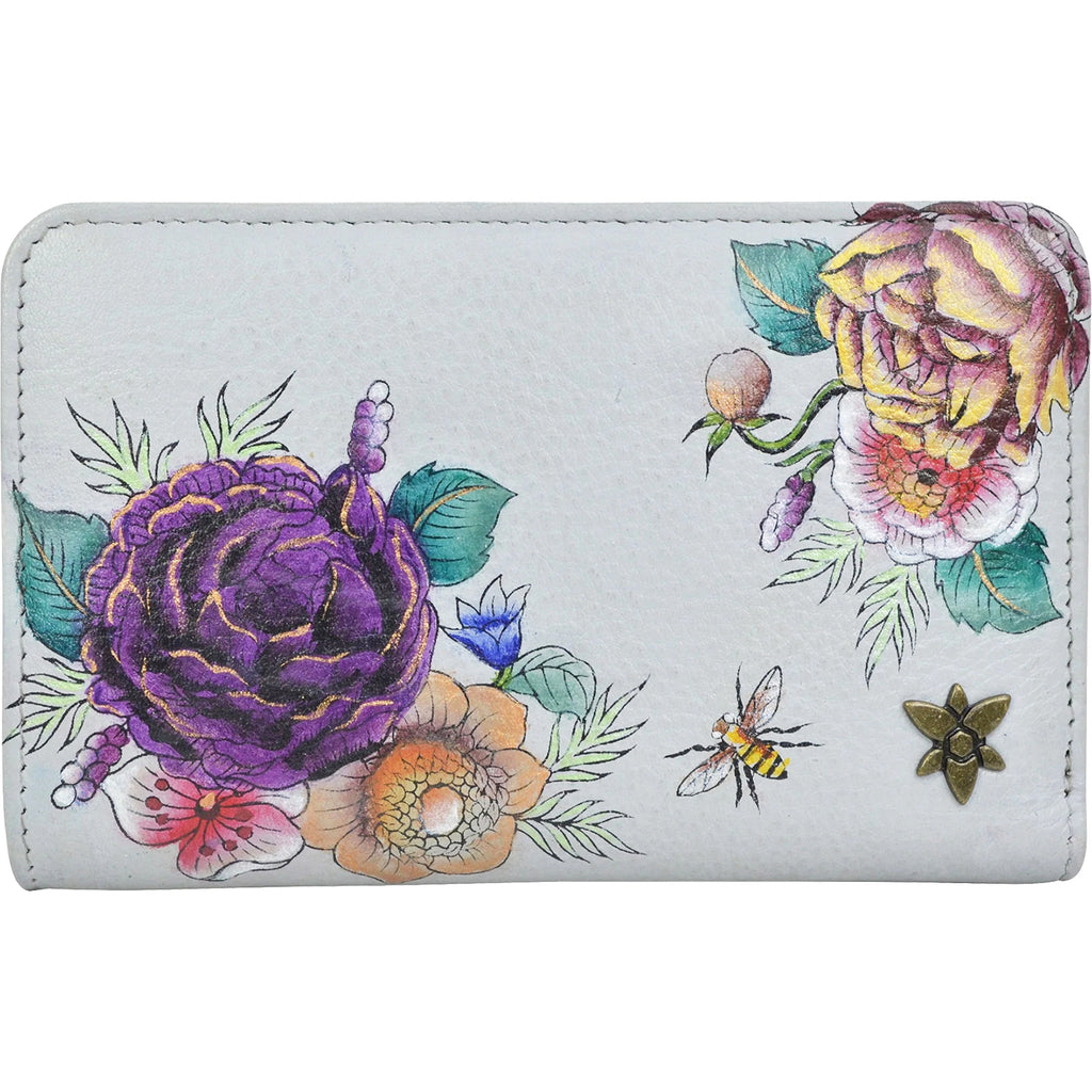 Womens Anuschka Women's Anuschka Two Fold Small Wallet Floral Charm Leather Floral Charm Leather