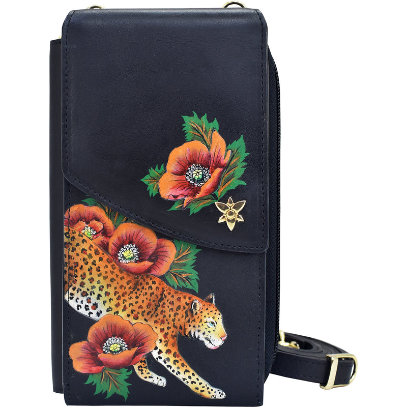 Women's Anuschka Crossbody Phone Case Enigmatic Leopard Leather
