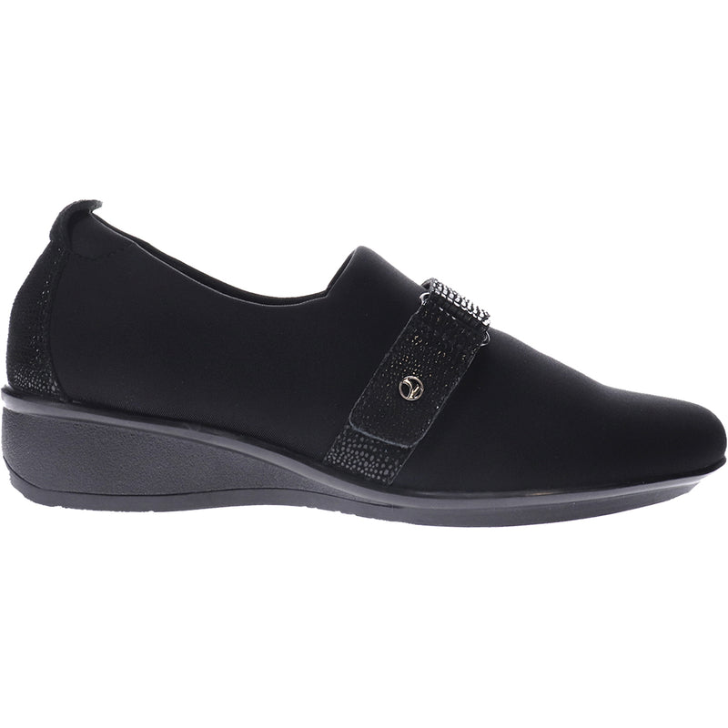 Women's Revere Genoa Stretch Loafer Black Fabric/Leather