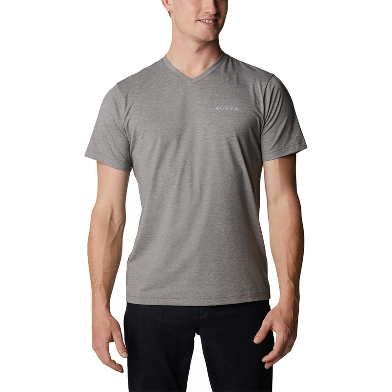 Men's Columbia Sun Trek V-Neck Short Sleeve Tee City Grey