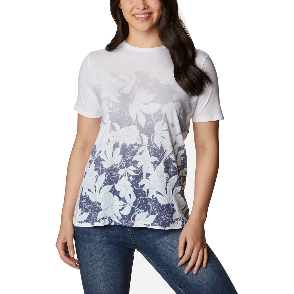Womens Columbia Women's Columbia Daisy Days Gradient Short Sleeve Tee White/Lakeside Floral White/Lakeside Floral