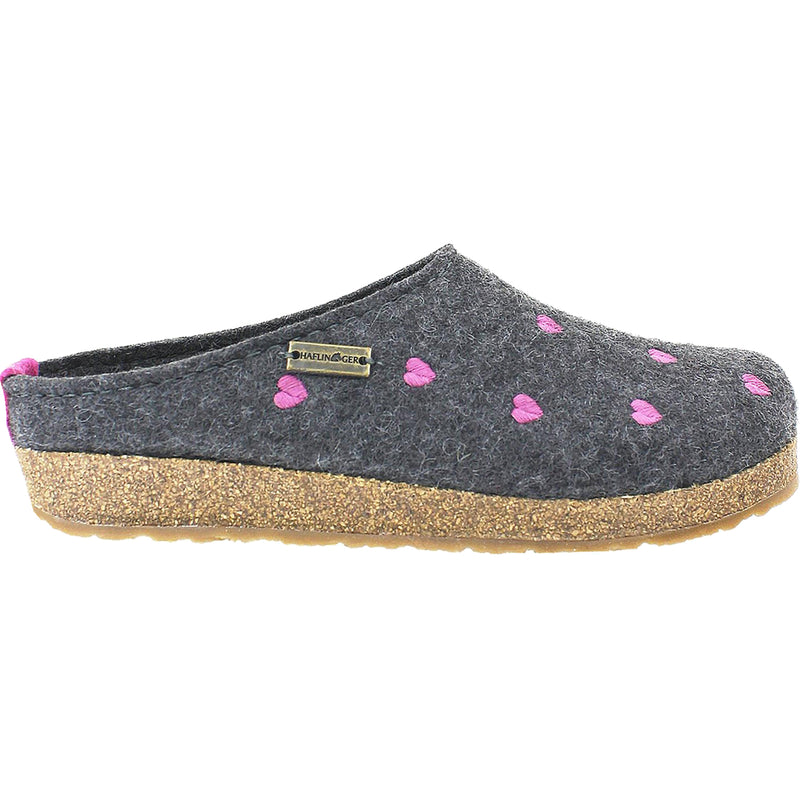 Women's Haflinger Grizzly Cuoricino Anthracite Wool Felt