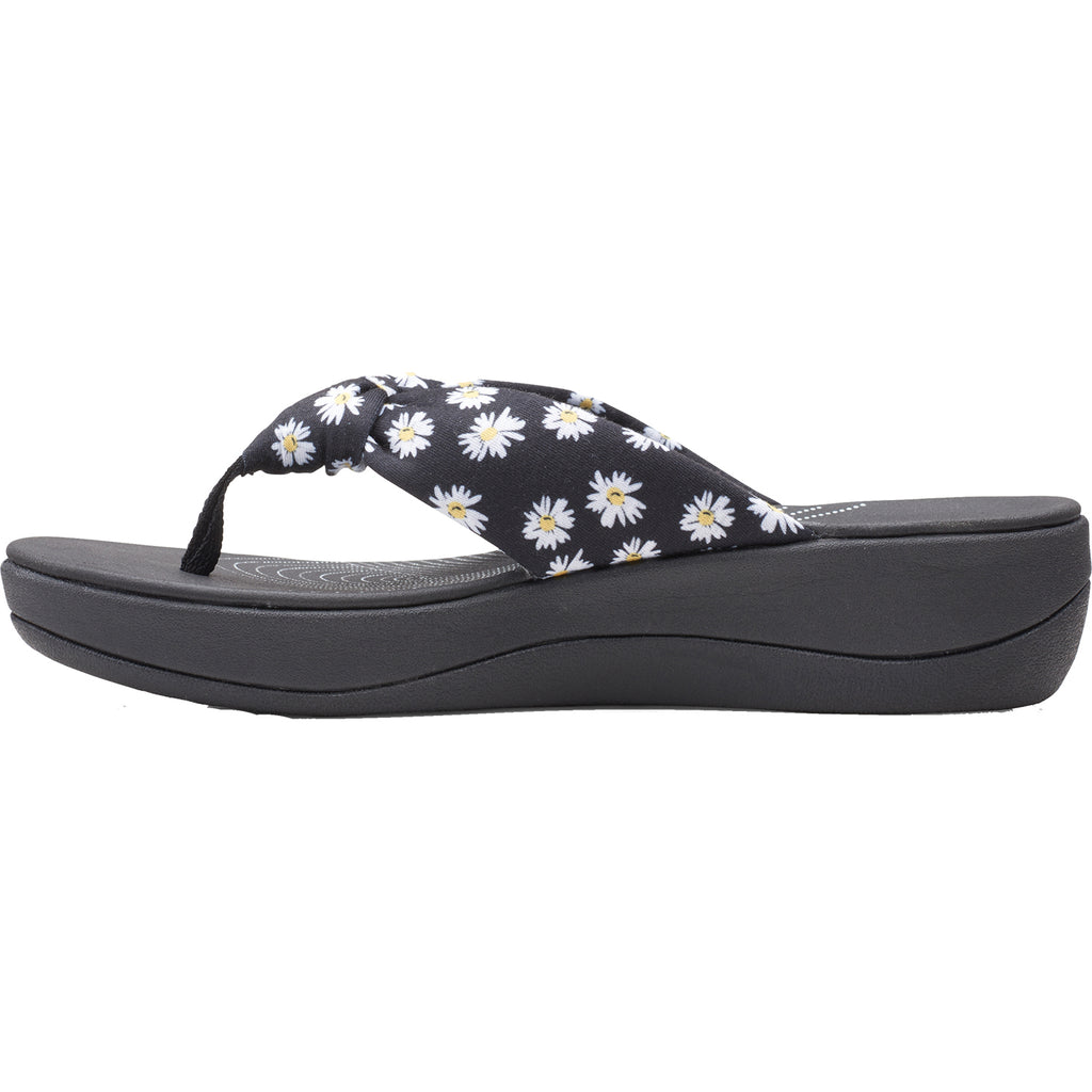 Womens Clarks Women's Clarks Cloudsteppers Arla Glison Black/White Daisies Fabric Black/White Daisies Fabric