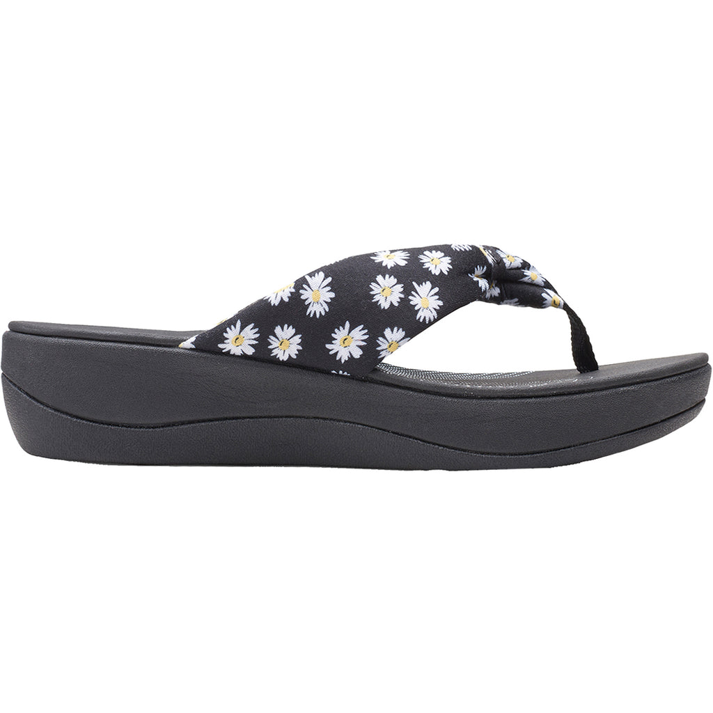 Womens Clarks Women's Clarks Cloudsteppers Arla Glison Black/White Daisies Fabric Black/White Daisies Fabric