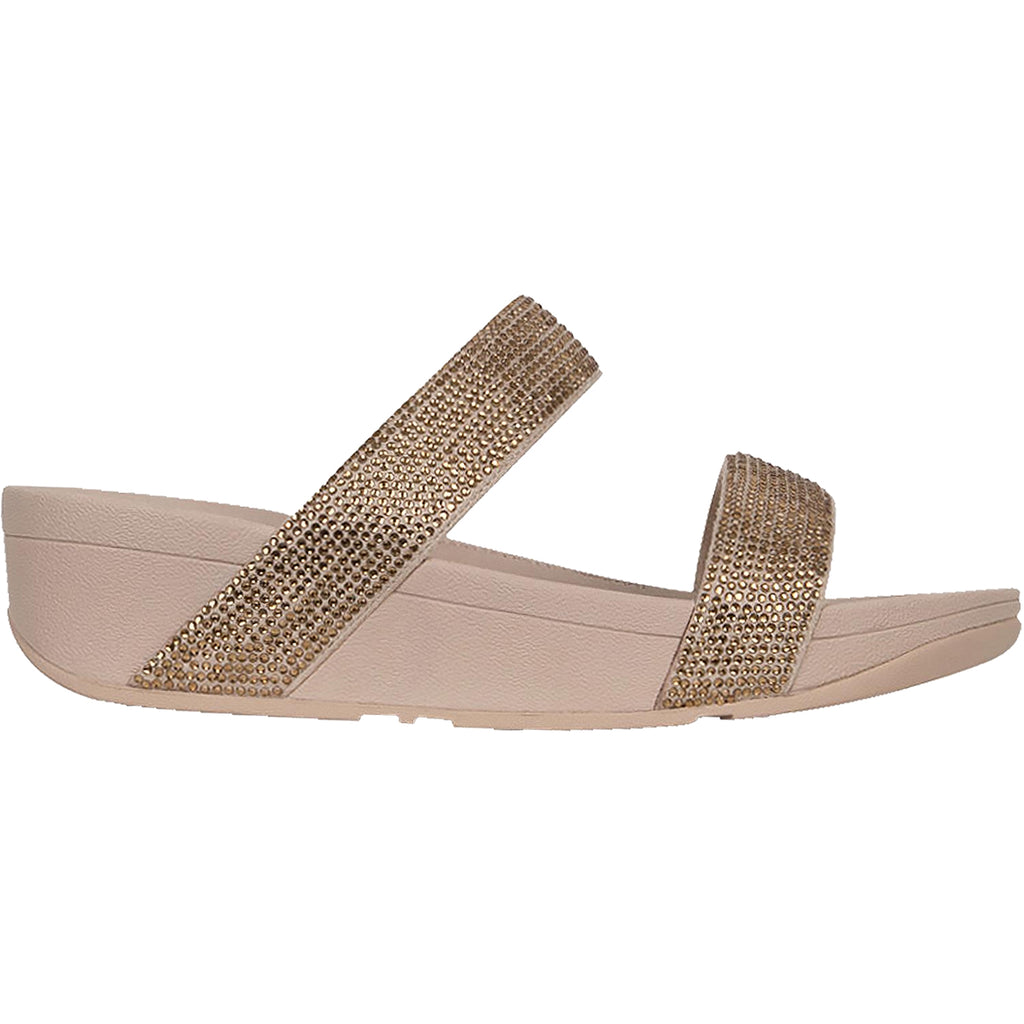 Womens Fit flop Women's Fit Flop Lottie Shimmercrystal Slide Gold Fabric Gold Fabric