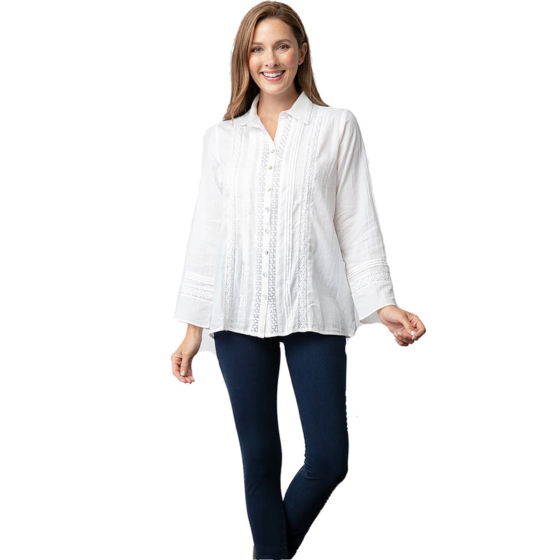Habitat Cotton Voile and Lace Top White