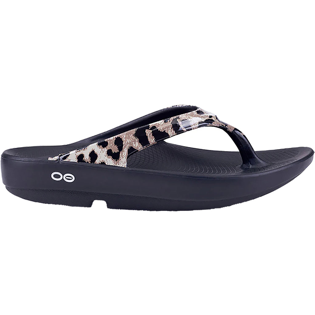 Womens Oofos Women's OOFOS OOlala Limited Black/Cheetah Synthetic Black/Cheetah Synthetic