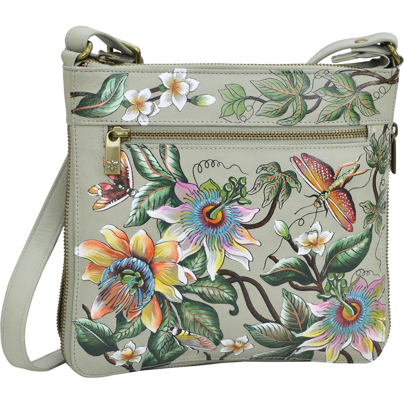Women's Anuschka Expandable Travel Crossbody Floral Passion Leather