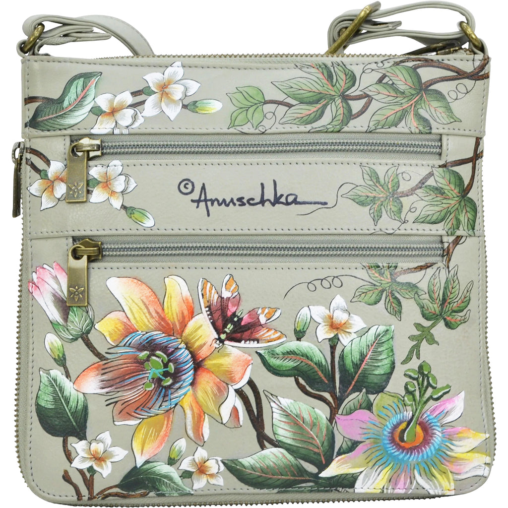 Womens Anuschka Women's Anuschka Expandable Travel Crossbody Floral Passion Leather Floral Passion Leather