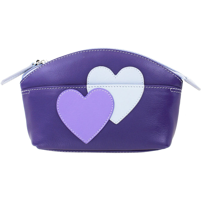 Women's ili New York Double Heart Cosmetic Case Purple Leather