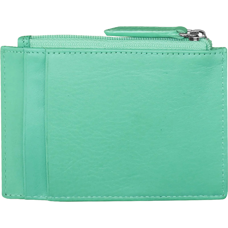 Women's ili New York Zip ID Card Case Turquoise Leather