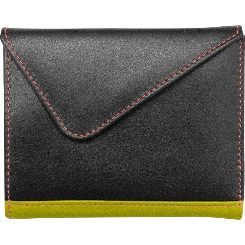 Women's ili New York Mini Snap Tri-fold Wallet Black Brights Leather