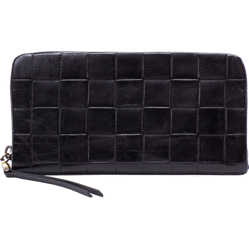 Women's Hobo Eliza Continental Wallet Black Vintage Weave Leather