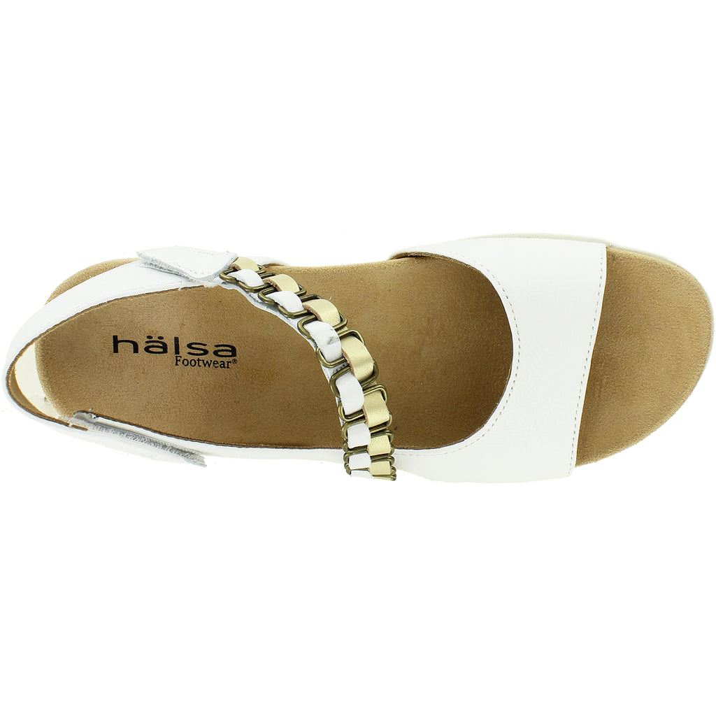 Womens Halsa Women's Halsa Destiny White/Gold Leather White/Gold Leather