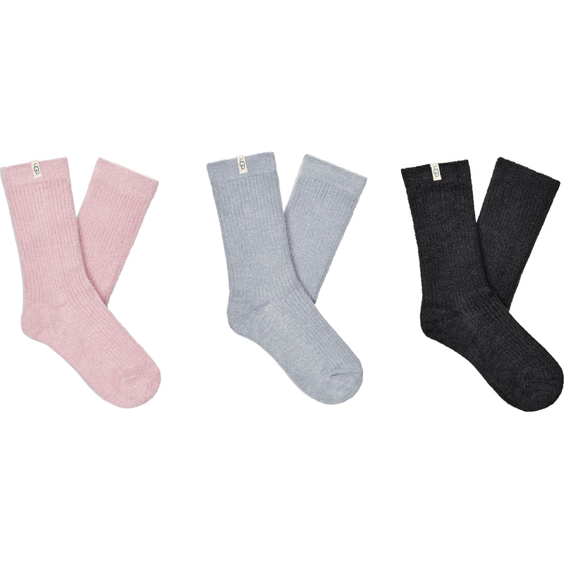 Women's UGG Emersyn Cozy Socks 3 Pack Lavender/Ice/Black