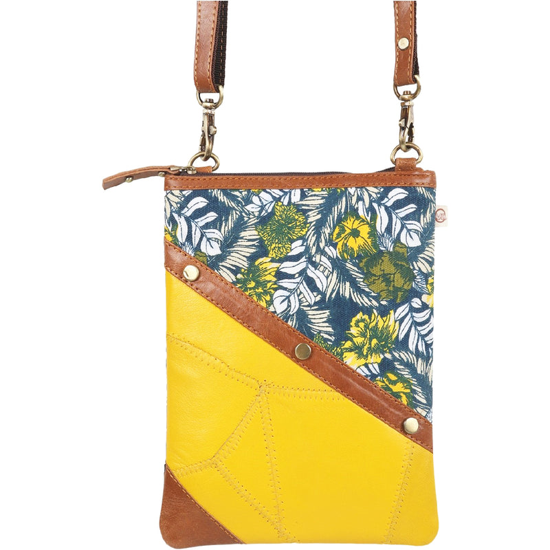 Women's Vaan and Co. Brisk Crossbody Tropic Yellow/Floral Leather