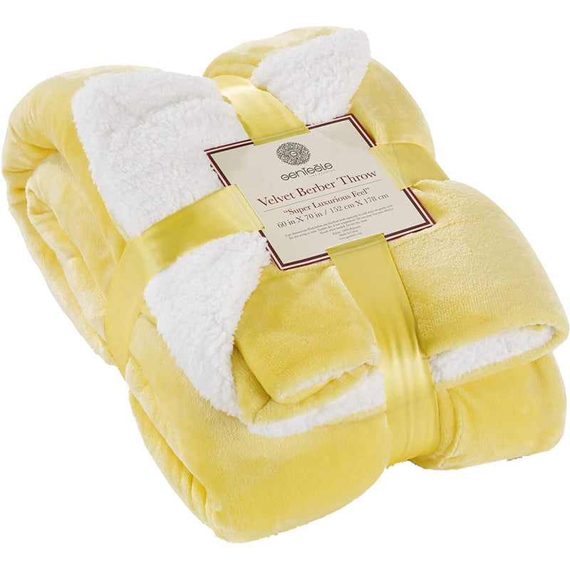 Unisex Genteele Sherpa Throw Blanket Yellow