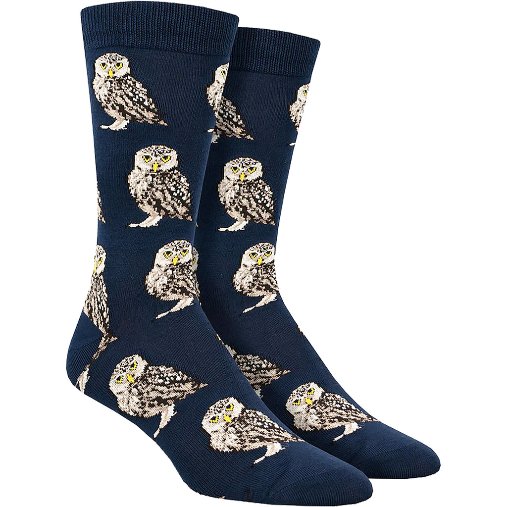 Mens Socksmith design Men's Socksmith Bamboo Burrowing Owl Socks Navy Navy