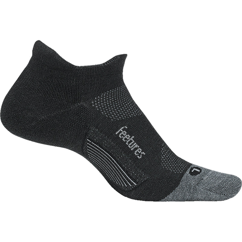 Unisex Feetures Merino 10 Cushion No Show Tab Socks Charcoal
