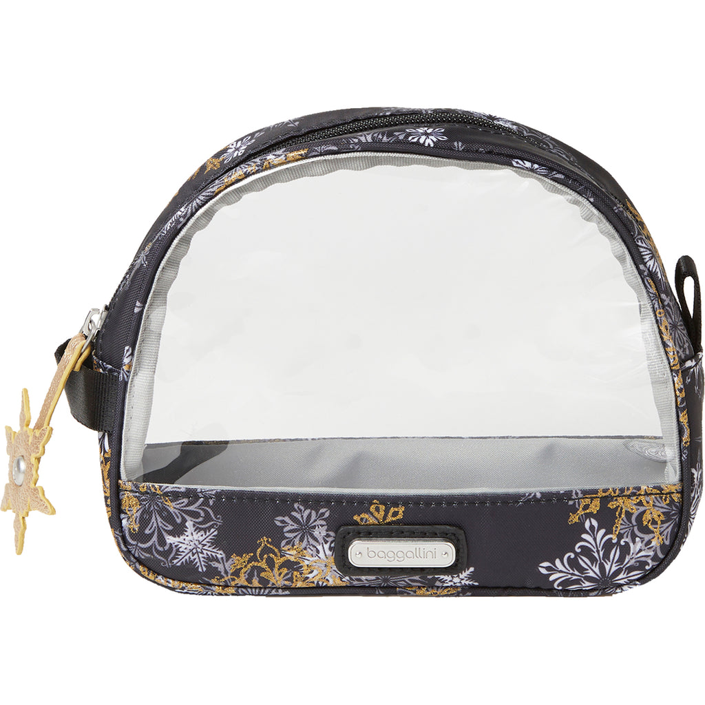 Womens Baggallini Women's Baggallini Clear Cosmetic Case Frosted Black Nylon Frosted Black Nylon