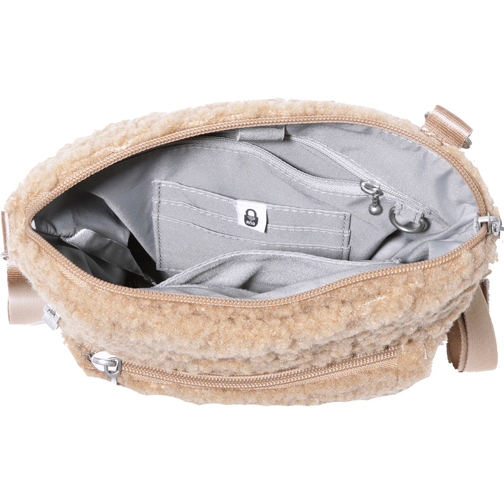 Womens Baggallini Women's Baggallini Modern Pocket Crossbody Taupe Faux Shearling Taupe Faux Shearling