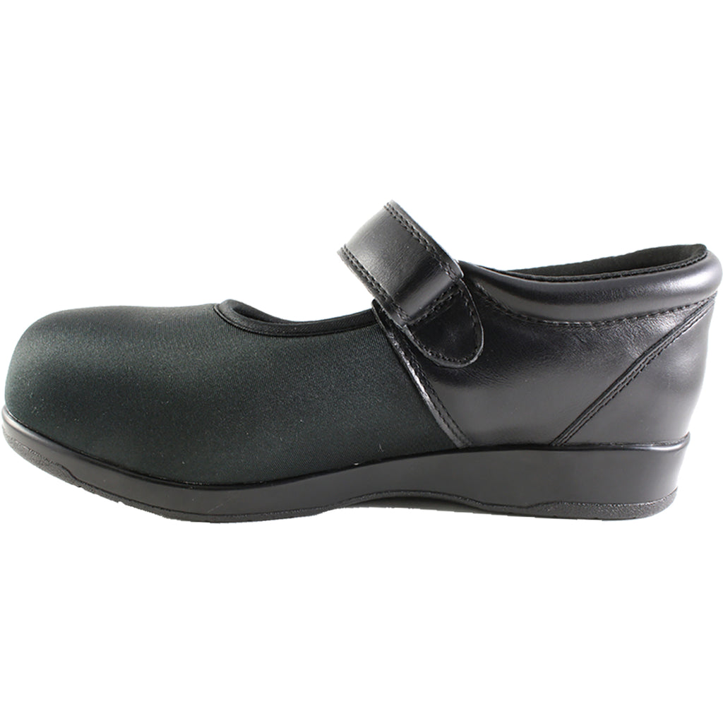 Womens Pedors Women's Pedors Mary-Jane Stretch Diabetic Orthopedic Shoes Black Leather/Stretch Black Leather/Stretch