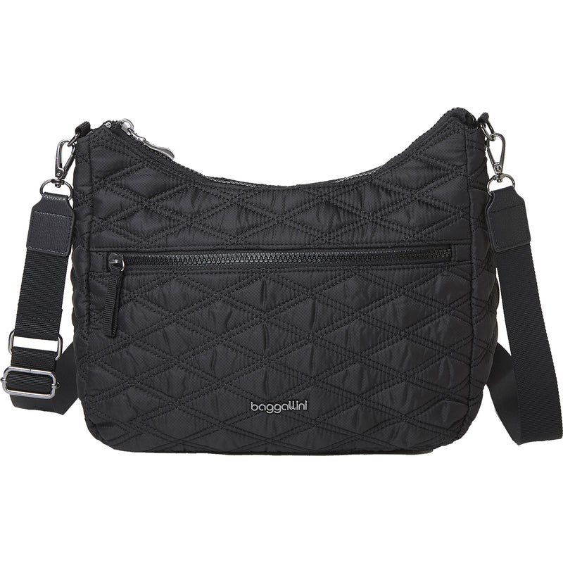 Women's Baggallini Quilted Convertible Hobo Black Nylon