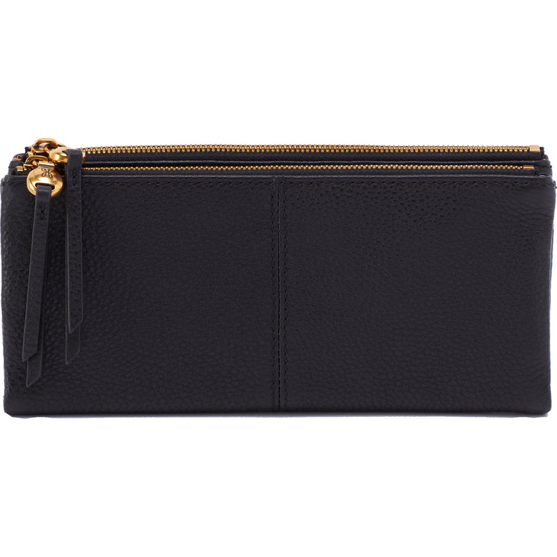Women's Hobo Keen Large Zip Continental Wallet Black Leather