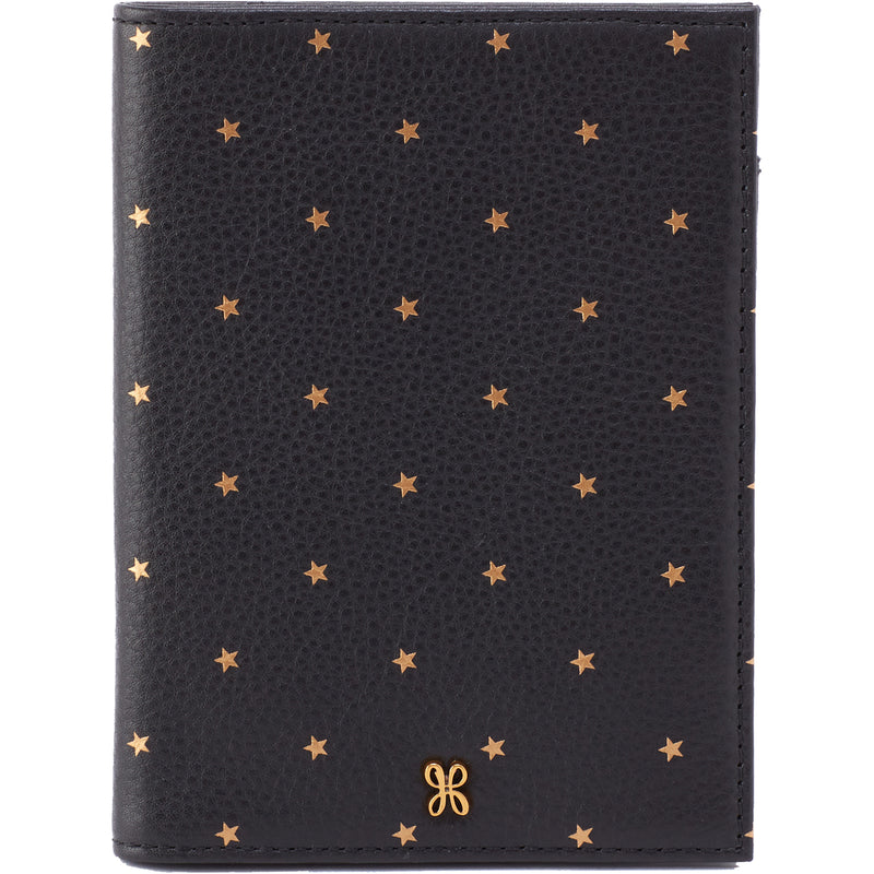 Women's Hobo Passport Holder Black/Gold Stars Leather