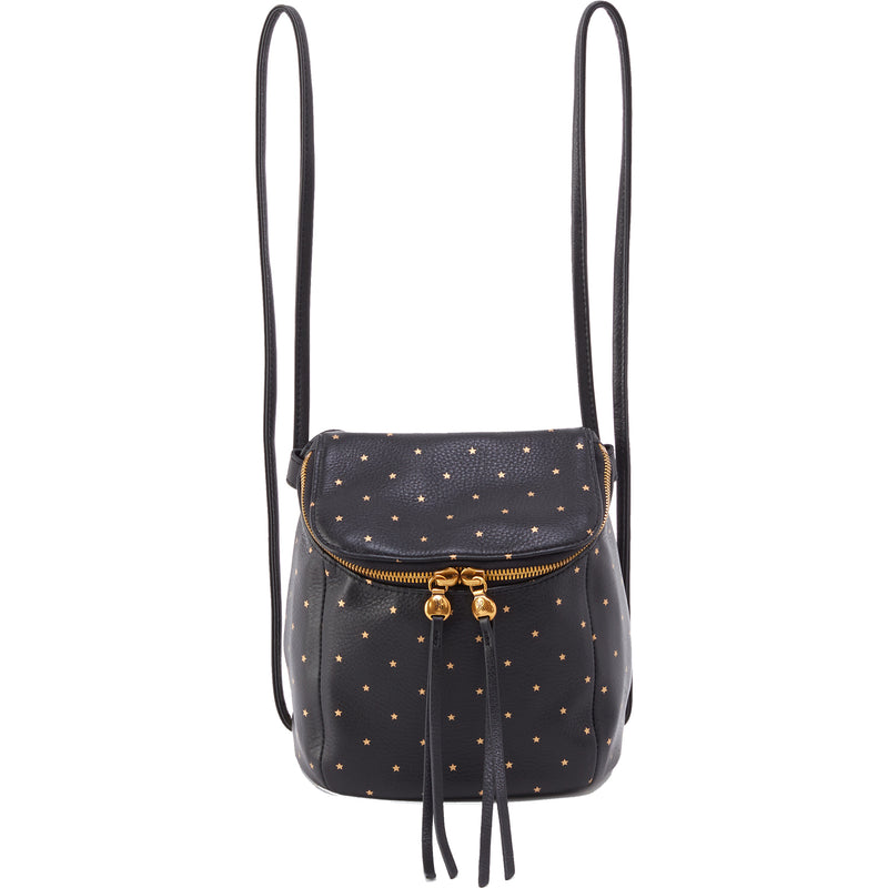 Women's Hobo Fern Convertible Backpack Black/Gold Stars Leather