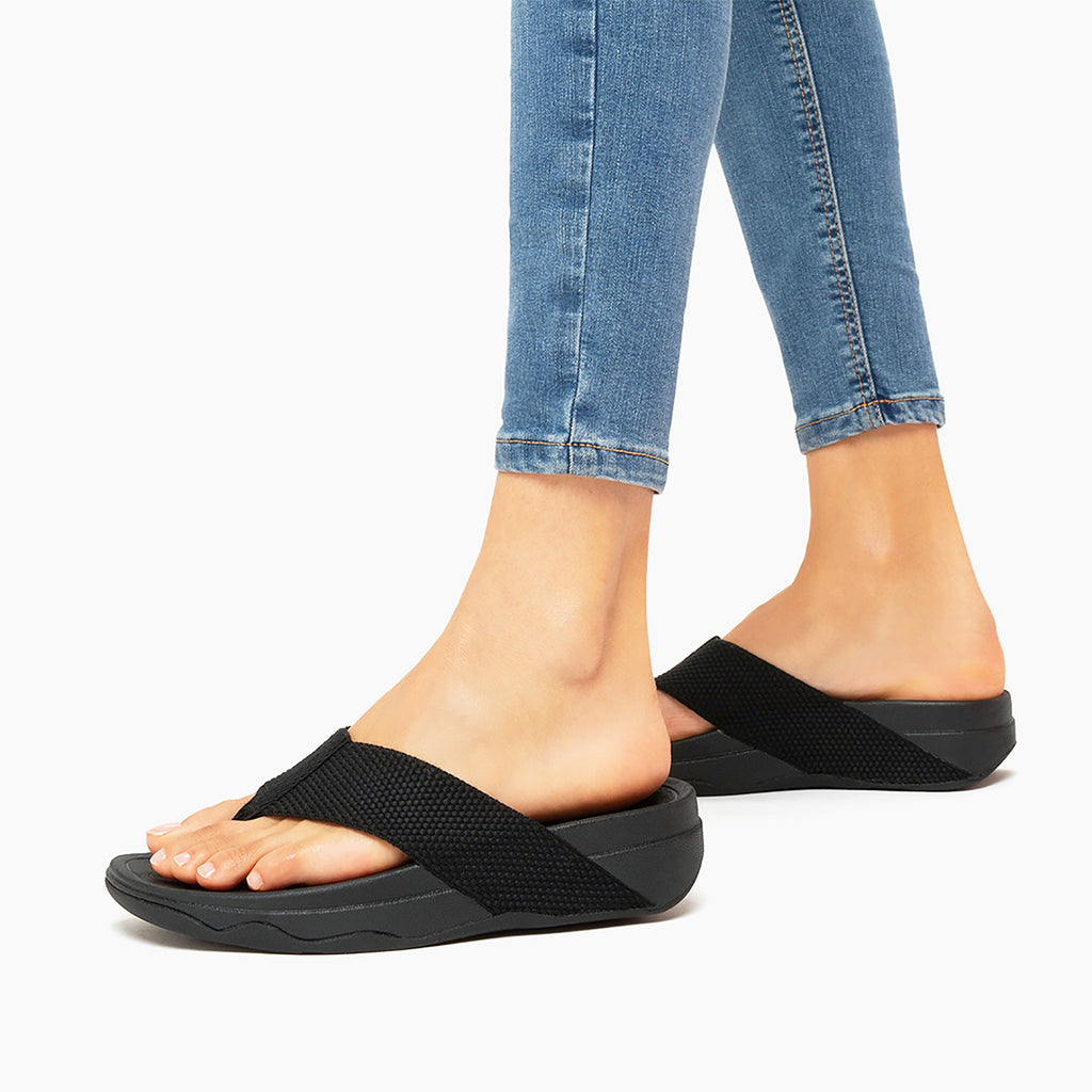 Womens Fit flop Women's FitFlop Surfa Black Fabric Black Fabric