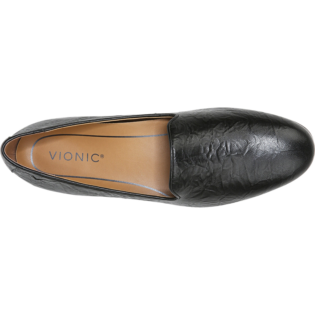 Womens Vionic Women's Vionic Willa Black Crinkle Nappa Leather Black Crinkle Nappa Leather