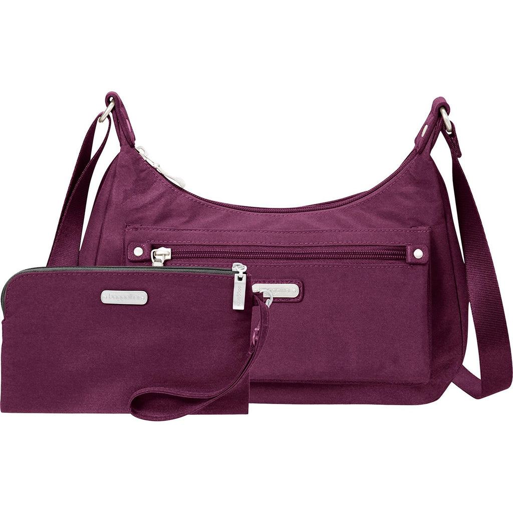 Womens Baggallini Women's Baggallini Out And About Bagg With RFID Phone Wristlet Eggplant Nylon Eggplant Nylon