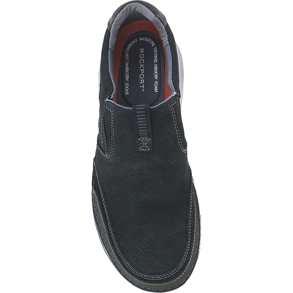 Mens Rockport Men's Rockport RocSports Lite Five Slip-On Black Leather Black Leather