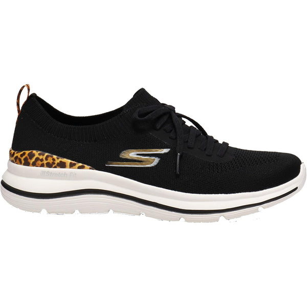 Women's Skechers GOwalk Stretch Fit Leopard Zone Black/Leopard Knit Fa –  Footwear etc.