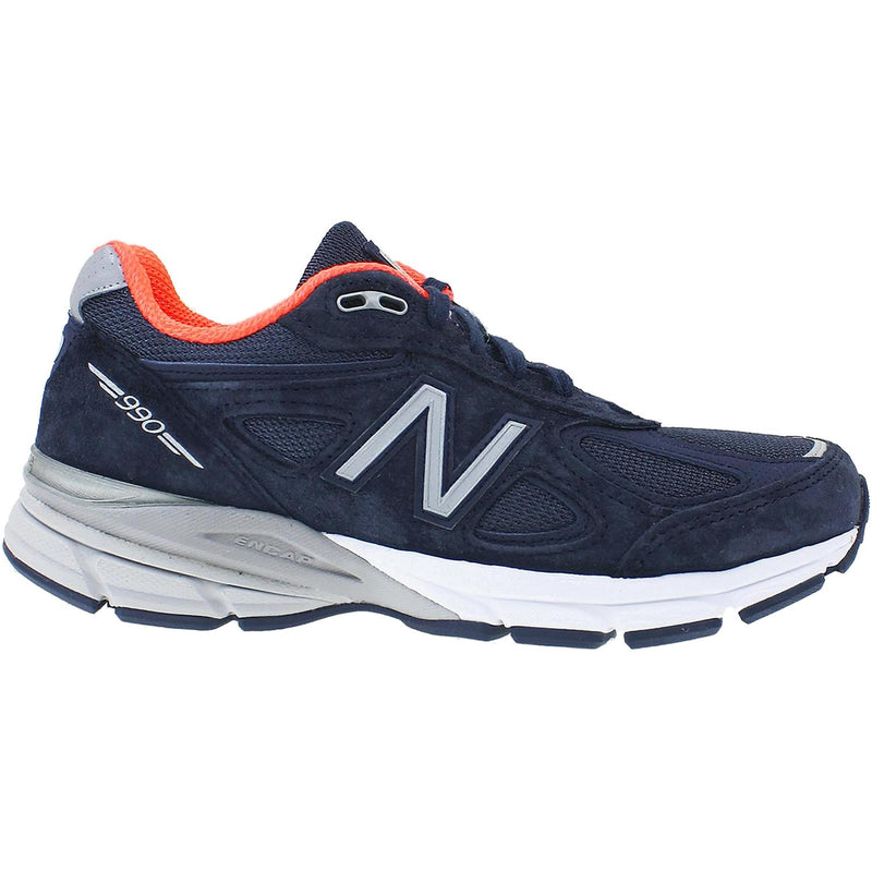 Women's New Balance W990NV4 Running Shoes Navy Leather/Mesh
